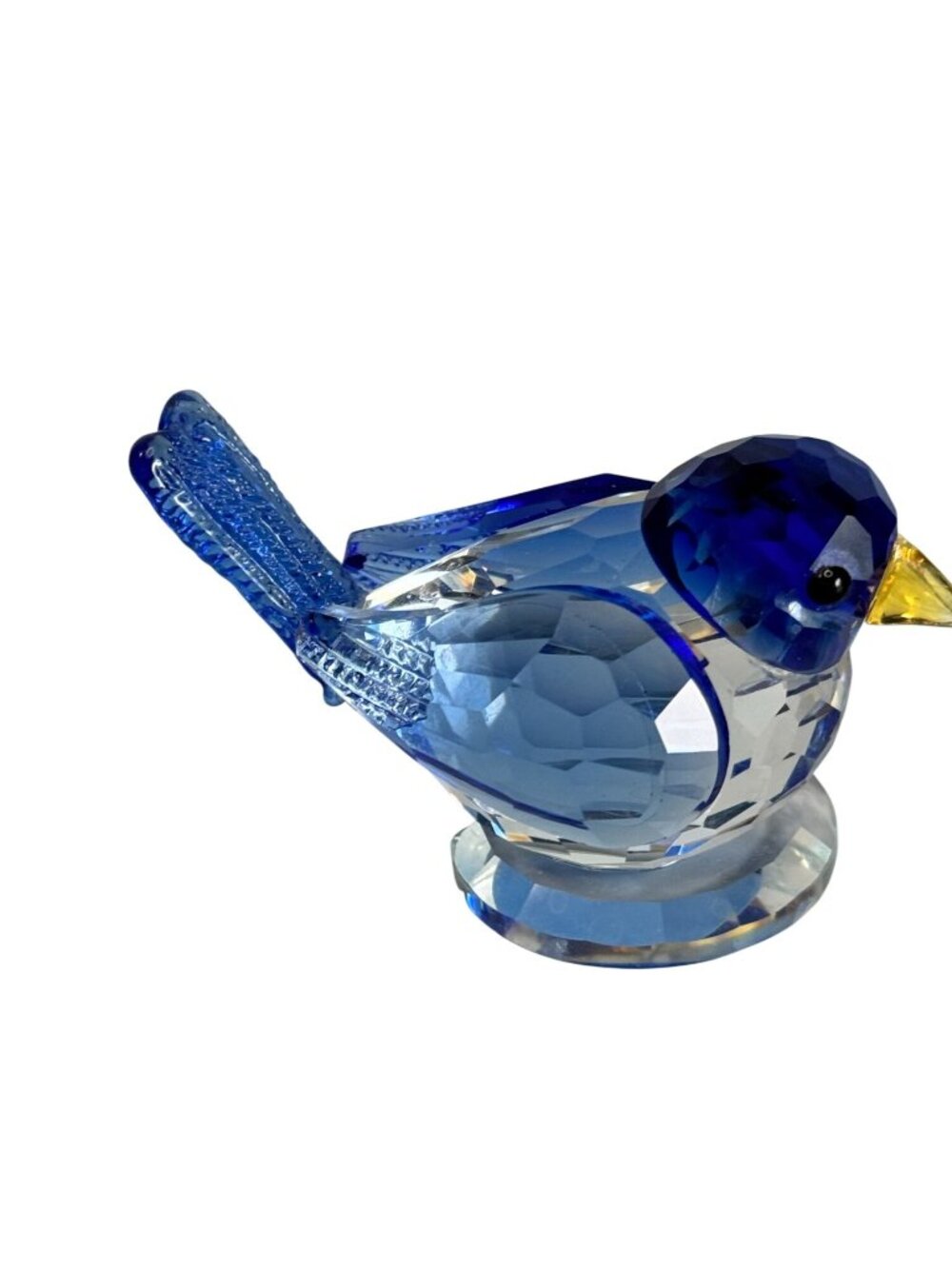 Vintage Blue Crystal Bird Figurine Faceted Glass Gold Tone Beak Unmarked 3.25" - Picture 4 of 7